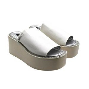 DKNY White and Cream Platform Sandals